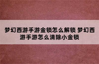 梦幻西游手游金锁怎么解锁 梦幻西游手游怎么清除小金锁